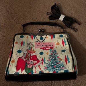 New Kate McEnroe New York Retro Kitsch Christmas Kisslock Purse